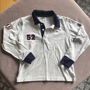 Moncler White and Blue Polo Shirt Sporty Design